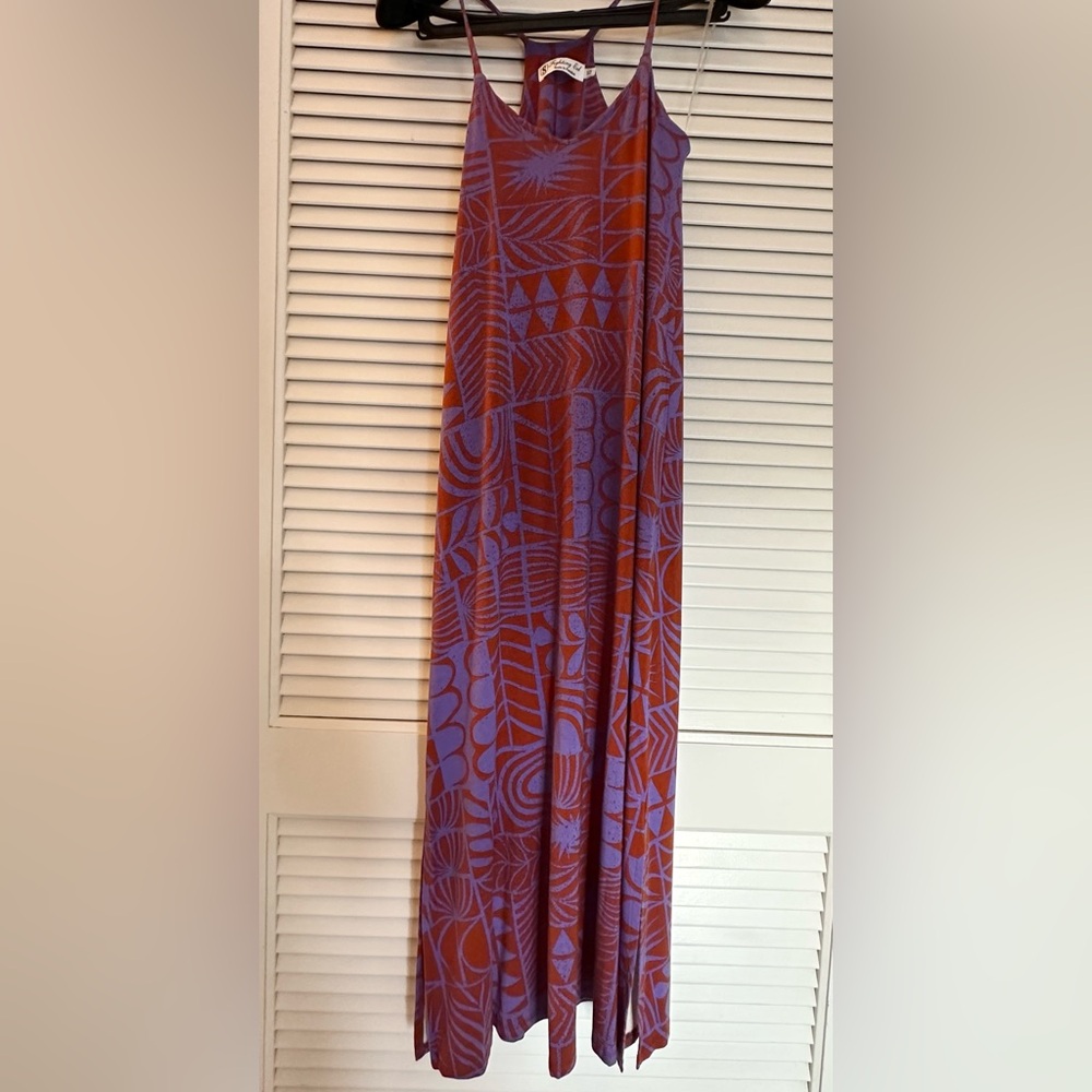 Fighting Eel Dress Maxine Midi Vintage Block Print XS